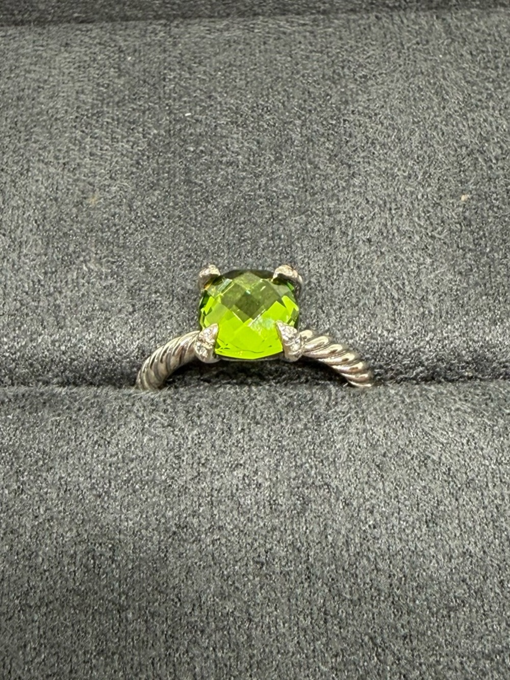 David Yurman Chantaline ring in peridot with white diamonds